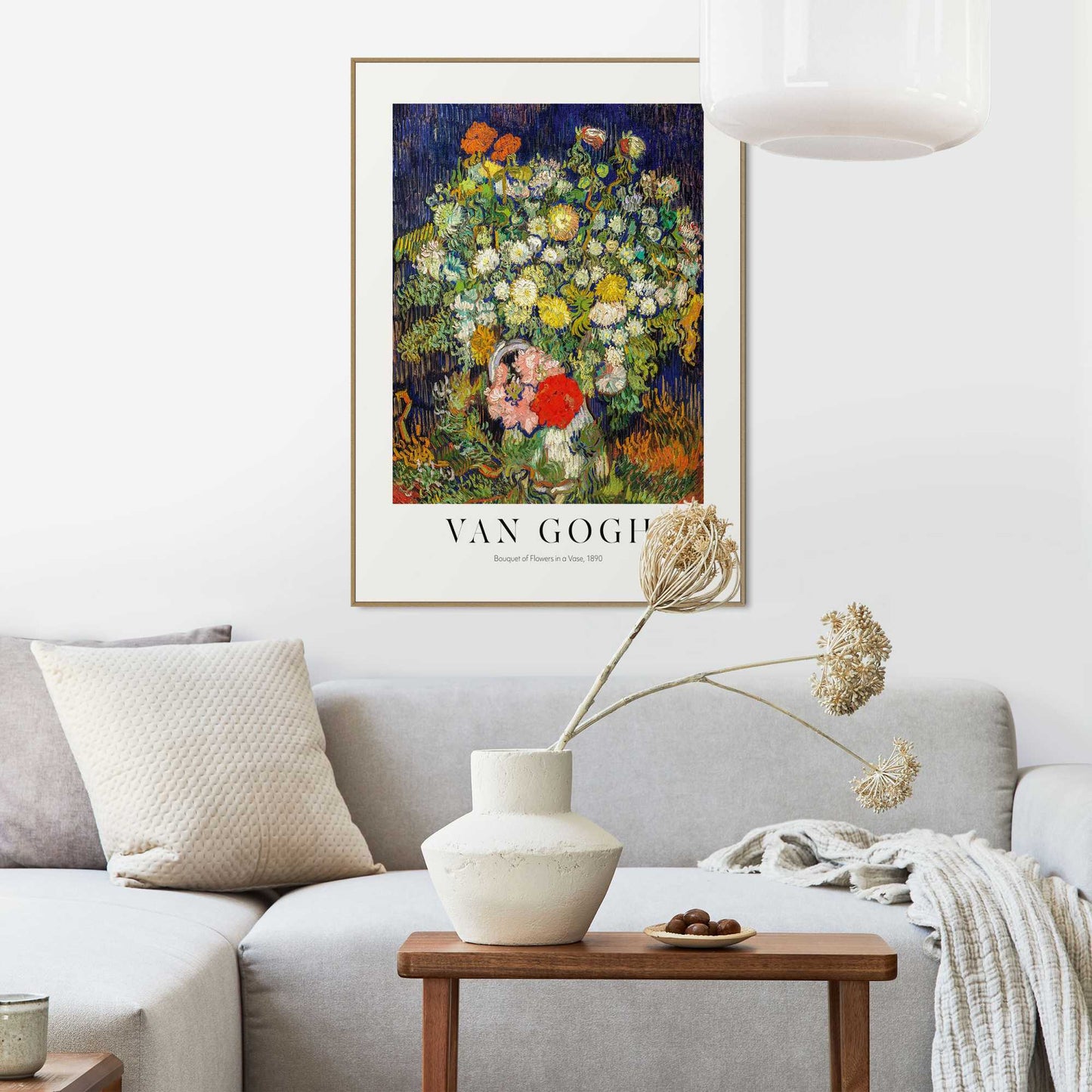 Framed in Wood Bouquet of flowers in a vase 70x50