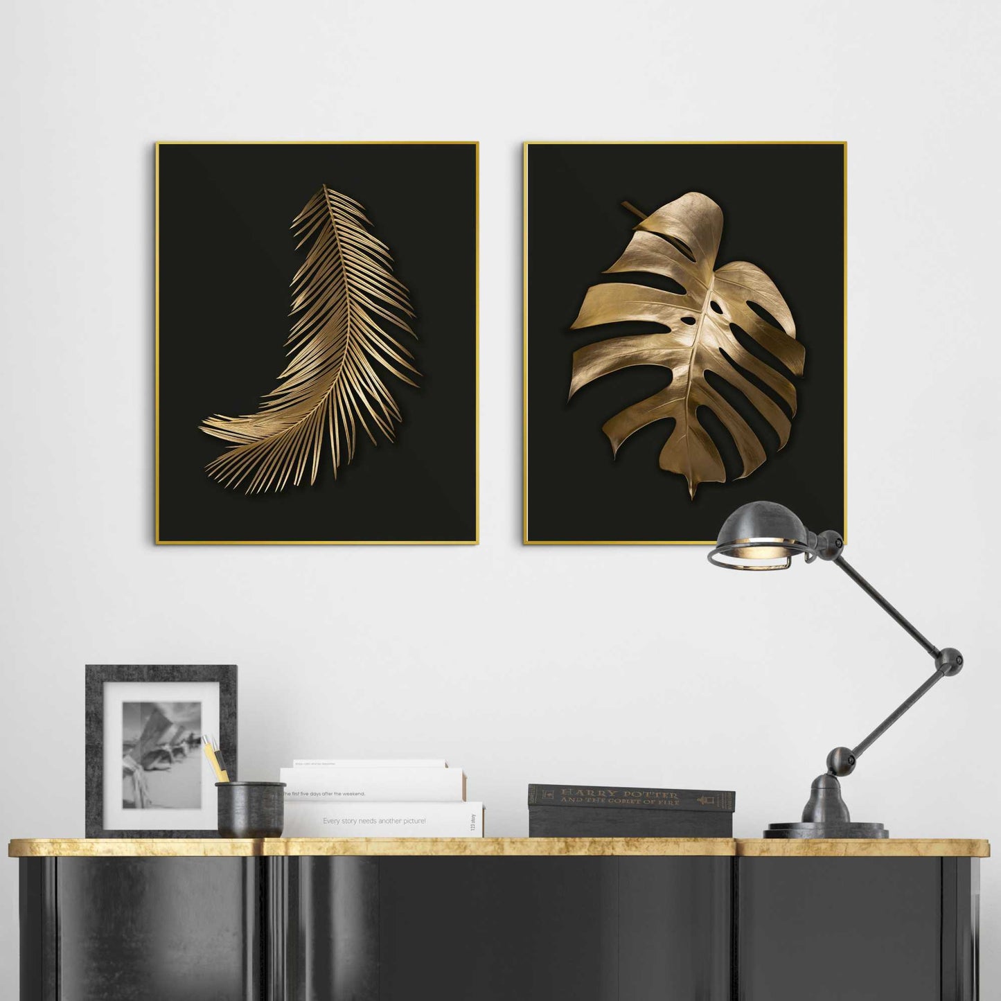 Framed in Gold Golden leafs I 50x40