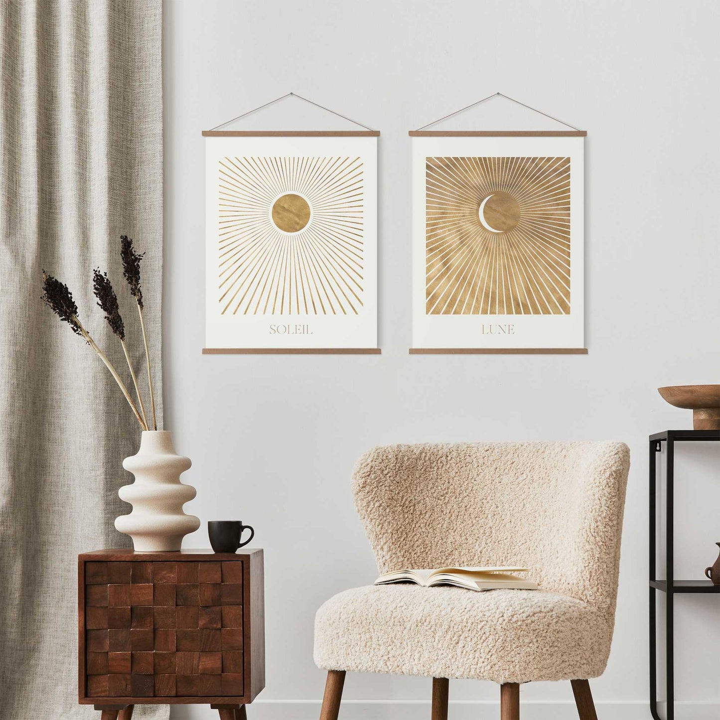 Art Prints + hangers Sun and Moon 50x40